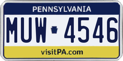 PA license plate MUW4546
