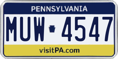 PA license plate MUW4547