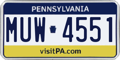 PA license plate MUW4551