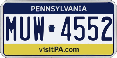 PA license plate MUW4552