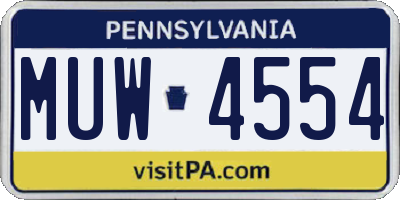 PA license plate MUW4554