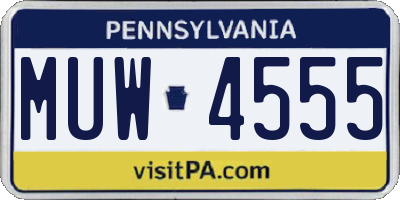 PA license plate MUW4555