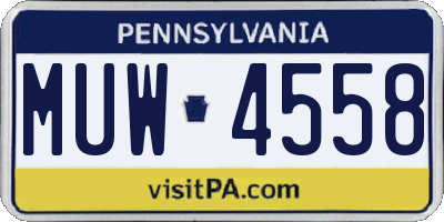 PA license plate MUW4558