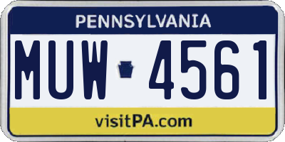 PA license plate MUW4561