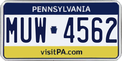 PA license plate MUW4562