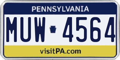 PA license plate MUW4564