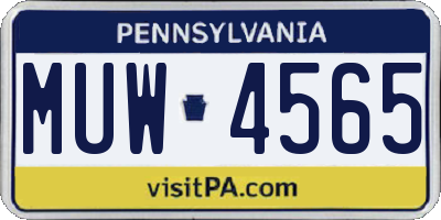 PA license plate MUW4565