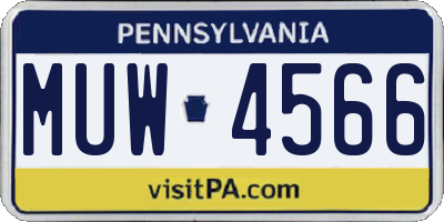 PA license plate MUW4566