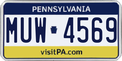 PA license plate MUW4569