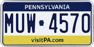 PA license plate MUW4570