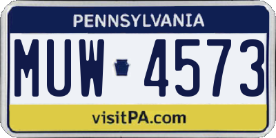 PA license plate MUW4573
