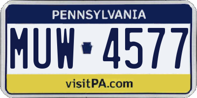 PA license plate MUW4577