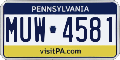 PA license plate MUW4581