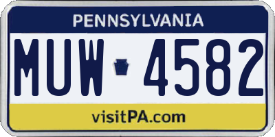 PA license plate MUW4582