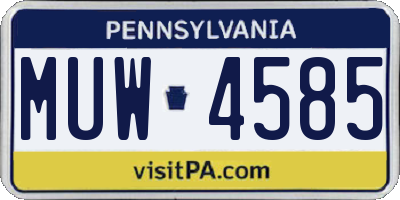PA license plate MUW4585