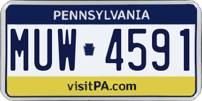 PA license plate MUW4591