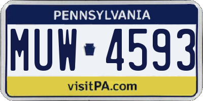 PA license plate MUW4593