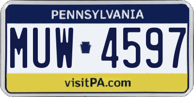 PA license plate MUW4597