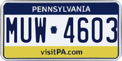 PA license plate MUW4603
