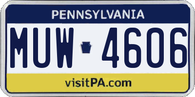 PA license plate MUW4606
