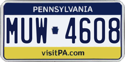 PA license plate MUW4608