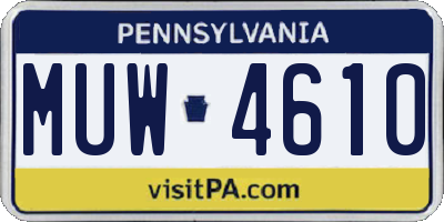 PA license plate MUW4610