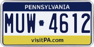 PA license plate MUW4612
