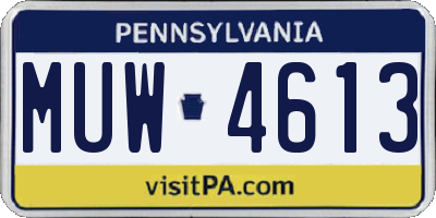 PA license plate MUW4613