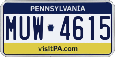 PA license plate MUW4615
