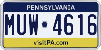 PA license plate MUW4616