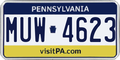 PA license plate MUW4623