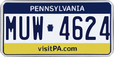 PA license plate MUW4624