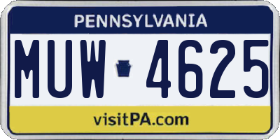 PA license plate MUW4625