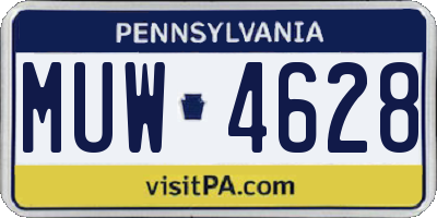 PA license plate MUW4628