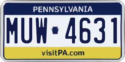 PA license plate MUW4631
