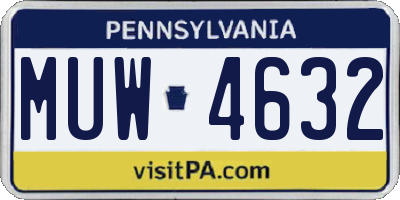 PA license plate MUW4632