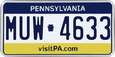 PA license plate MUW4633