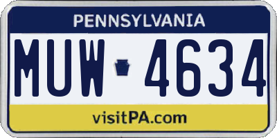PA license plate MUW4634