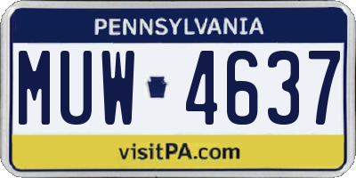PA license plate MUW4637