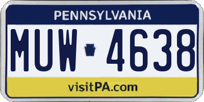PA license plate MUW4638