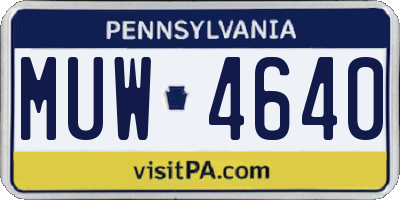 PA license plate MUW4640
