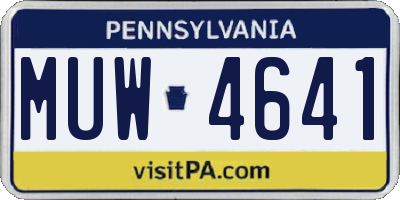 PA license plate MUW4641