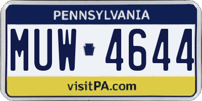 PA license plate MUW4644