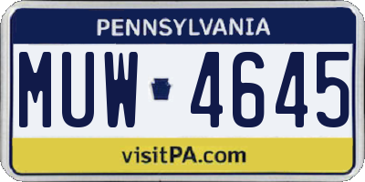 PA license plate MUW4645