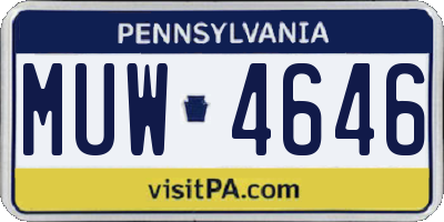 PA license plate MUW4646