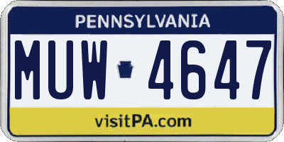 PA license plate MUW4647