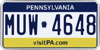 PA license plate MUW4648