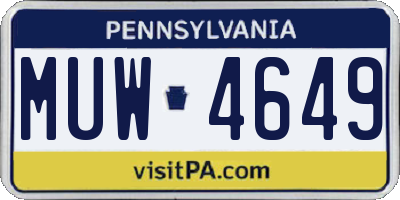 PA license plate MUW4649