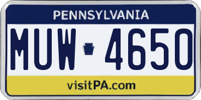 PA license plate MUW4650