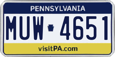 PA license plate MUW4651